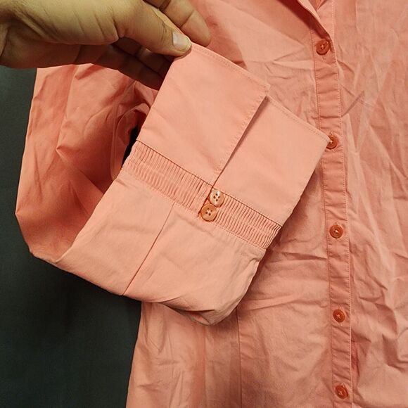 Ann Taylor LOFT Long Sleeve Button Up Shirt Womens Size 14 Pink/Orange - Picture 4 of 7